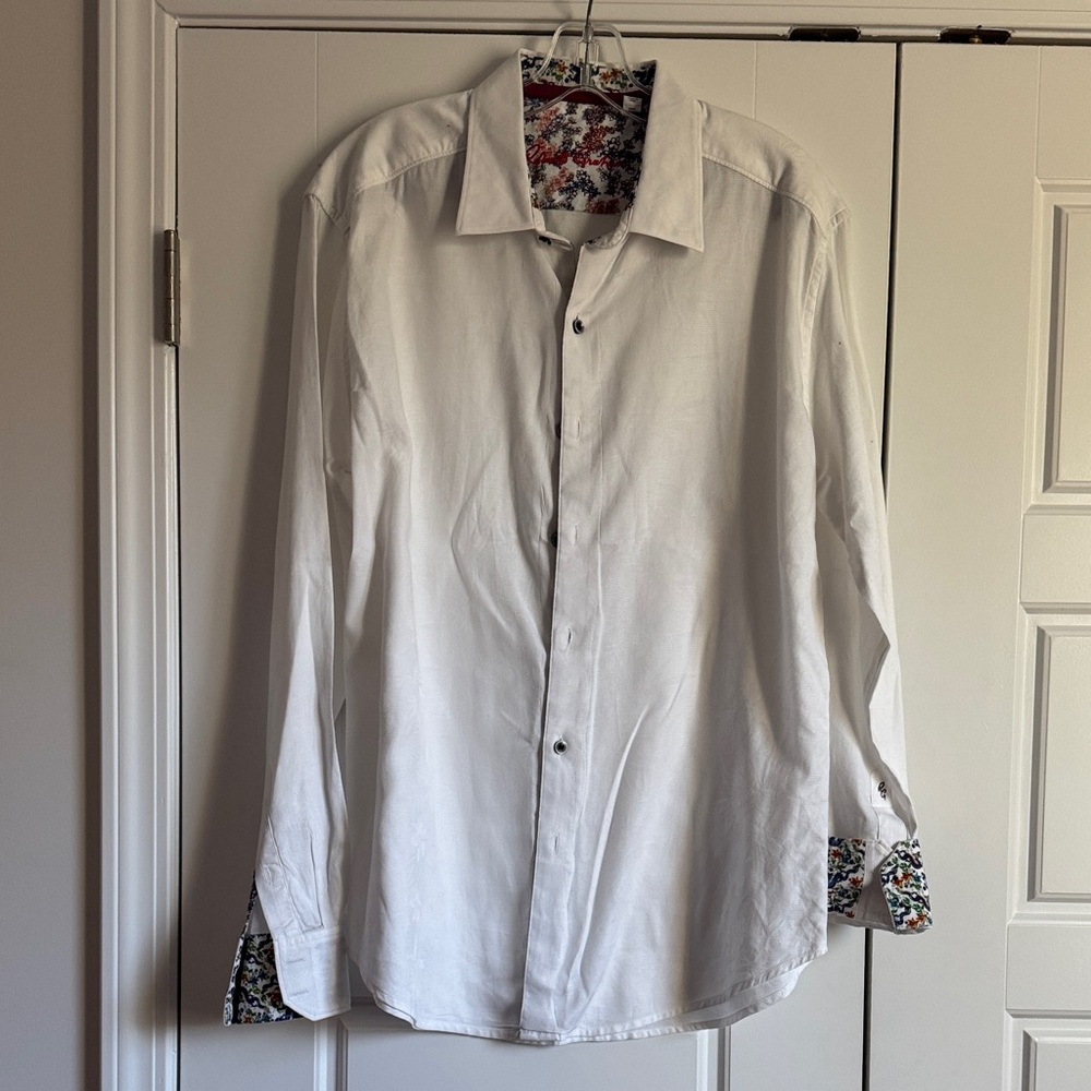 Robert Graham White Dress Shirt with Floral Accents